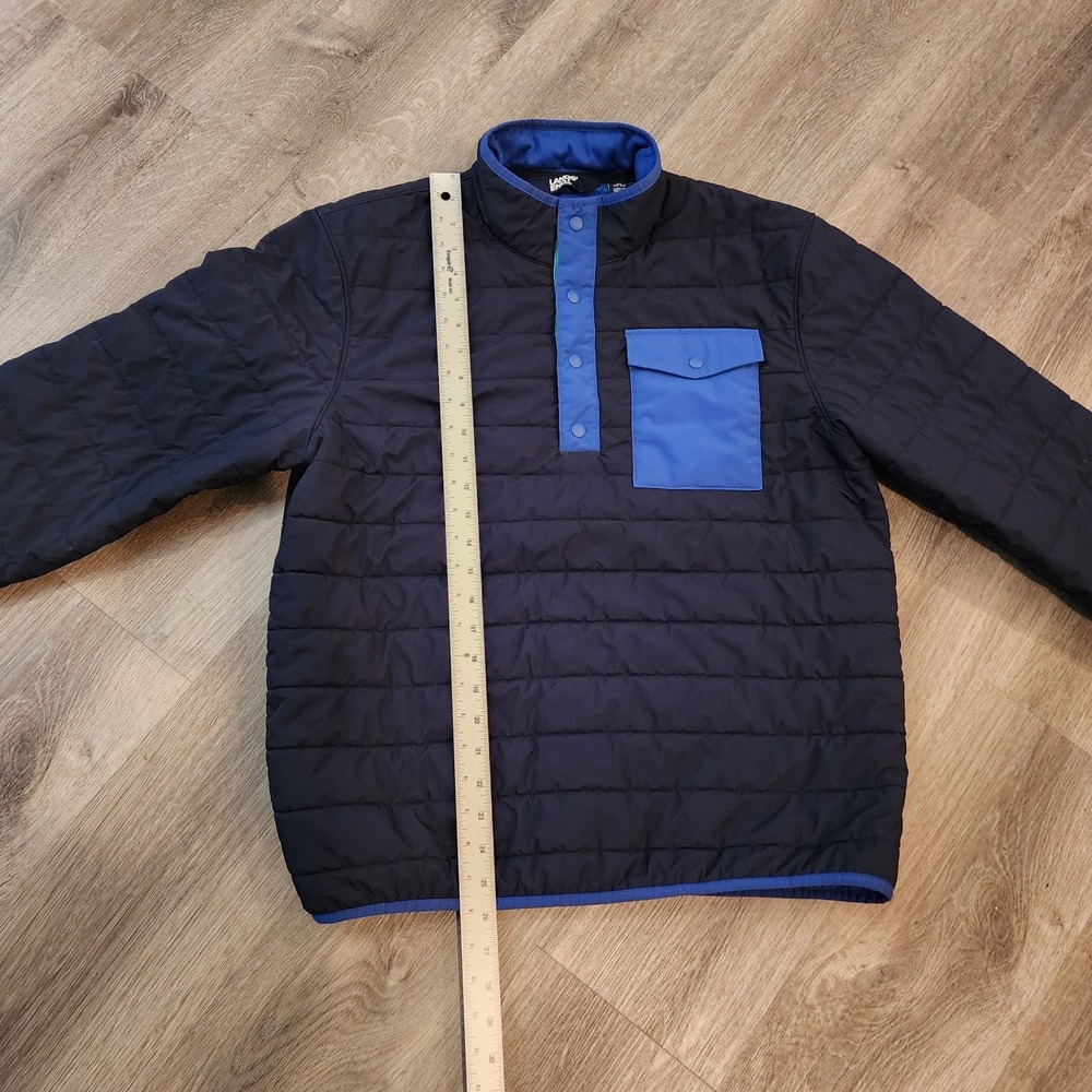Lands' End Men M Quilted Snap Pullover Jacket Insulated Navy Colorblock Gorpcore - Picture 11 of 13
